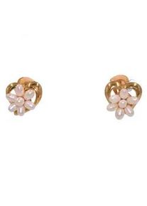 Paar Ohrstecker Firetti "Schmuck Geschenk Ohrschmuck Perlen", gold (gelbgoldfarben, wei&szlig;), Ohrringe, Damen, 4mm, Messing Perlen, Messing, Perlen, Made in Germany - mit Naturperle, S&uuml;&szlig;wasserzuchtperle