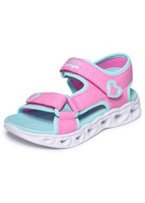 Sandale Skechers "HEART LIGHTS SANDALS", M&auml;dchen, Gr. 37, rosa, t&uuml;rkis, Lederimitat, Glitzer, Schuhe Sandale, Sommerschuh mit Klettverschluss, Gr&ouml;&szlig;enschablone zum Download