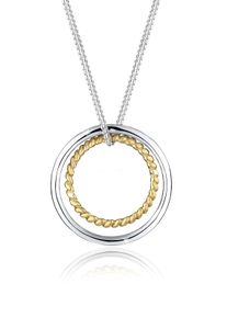 Lange Kette Elli "Halskette Kreis 925 Sterling Silber Bicolor" Gr. 80, bunt (zweifarbig), Halsketten, Damen, ohne Stein, Silber 925 (Sterlingsilber), Lange Kette