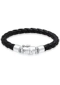 Armband Kuzzoi "Herren Lederarmband Kastenverschluss 925 Silber" Gr. 21, silber, Armb&auml;nder, Herren, 21cm, ohne Stein, Silber 925 (Sterlingsilber), Armband