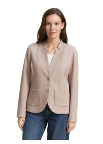 Sweatblazer Tom Tailor "Fied", Damen, Gr. S (36), grau (soft taupe), Jersey, Obermaterial: 54% Baumwolle, 43% Polyester, 3% Elasthan, unifarben, tailliert taillenbedeckt, V-Ausschnitt, Blazer Sweatblazer, mit aufgesetzten Taschen und Struktur
