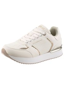 Plateausneaker Replay, Damen, Gr. 39, wei&szlig;, goldfarben, Lederimitat, kontrastfarbene Details, Schuhe Plateausneaker, Trend-Sneaker, Schn&uuml;rschuh, Freizeitschuh mit Metallic-Details