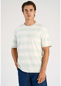 Kurzarmshirt LINDBERGH, Damen, Gr. S, faded aqua, Jersey, Obermaterial: 100% Baumwolle, gestreift, regular fit h&uuml;ftbedeckend, Rundhals, Shirts Kurzarmshirt, im Streifen-Design