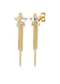 Paar Ohrstecker Elli "Stern Ketten Look mit Kristallen von Swarovski 925 Silber", gold, Ohrringe, Damen, onesize,mit Steinen, Silber 925 (Sterlingsilber)