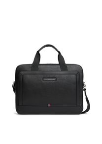 Laptoptasche Tommy Hilfiger "TH CENTRAL COMPUTER BAG", Gr. B/H/T: 39cm x 28cm x 5,5cm, schwarz, Lederimitat, Taschen Laptoptasche, Unisex Gesch&auml;ftstasche, Notebooktasche mit zus&auml;tzlichem Tragegriff