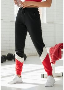 H.I.S. Jogginghose H.I.S, Damen, Gr. L (44/46), N-Gr, schwarz, Interlock, Obermaterial: 100% Baumwolle, lang, Hosen Jogginghose, mit Colorblock Design, Topseller