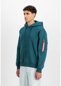 Hoodie Alpha Industries "Backprint Hoodie ", Herren, Gr. S, deep petrol, Obermaterial: 80% Baumwolle, 20% Polyester, regular fit, Sweatshirts Hoodie