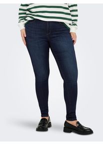 Skinny-fit-Jeans Only CARMAKOMA "CARTHUNDER LIFE P UP REG SK DNM BJ367", Damen, Gr. 46, L&auml;nge 32, dunkelblau denim, Denim/Jeans, Obermaterial: 53% Viskose, 29% Baumwolle, 17% Polyester, 1% Elasthan, unifarben, skinny fit, Jeans Skinny-fit-Jeans
