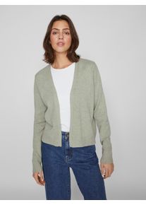 Cardigan Vila "VIRIL SHORT L/S KNIT CARDIGAN-NOOS", Damen, Gr. S, gr&uuml;n (oil gr&uuml;n detail:melange), Feinstrick, Obermaterial: 50% Viskose, 27% Nylon, 23% Polyester, meliert, regular fit kurz, V-Ausschnitt, Rippstrickb&uuml;ndchen, Strickjacken Cardigan, Materialmix, regular fit