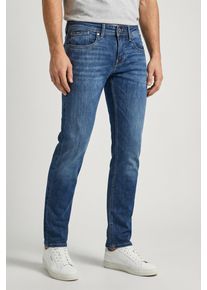 Slim-fit-Jeans Pepe Jeans "HATCH", Herren, Gr. 31, L&auml;nge 30, blau (medium powerflex), Denim/Jeans, Obermaterial: 94% Baumwolle, 4% Elastomultiester, 2% Elasthan, slim fit lang, Jeans Slim-fit-Jeans, im 5-Pocket Design