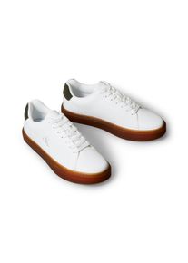 Sneaker Calvin Klein Jeans "CLASSIC CUPSOLE LACEUP LTH", Herren, Gr. 46, wei&szlig;, dunkelbraun, Leder, unifarben mit Farbeinsatz, Schuhe Sneaker, Schn&uuml;rschuh, Freizeitschuh mit Fersenbesatz und seitlichem CK-Logo
