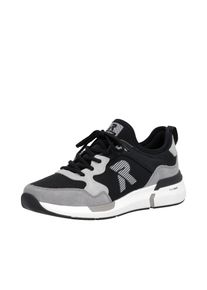 Slip-On Sneaker RIEKER SPORT, Herren, Gr. 47, schwarz, grau, Leder, Textil, Schuhe Slip-On Sneaker, Schlupfschuh, Sportschuh, Freizeitsneaker mit Memory-Foam Innensohle