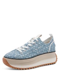 Plateausneaker Tamaris "Milena", Damen, Gr. 41, denim, pailletten, Synthetik, Textil, Schuhe Plateausneaker, Freizeitschuh, Halbschuh, Schn&uuml;rschuh in veganer Verarbeitung