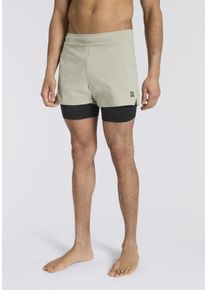 Badeshorts HUGO UNDERWEAR "ACTIVE SWIM SHORTS", Herren, Gr. XL (54), N-Gr, dunkelgr&uuml;n 306, Web, Elasthan, Polyester, mehrfarbig, Badehosen Badeshorts, 2-in-1, mit integrierter Leggings