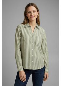 Langarmbluse s.Oliver, Damen, Gr. 46, gr&uuml;n, Web, Obermaterial: 100% Viskose, gestreift, l&auml;ssig geschnitten h&uuml;ftbedeckend, V-Ausschnitt, 1-Knopf-Manschette, Blusen Langarmbluse, im Streifen-Design und aus Viskose