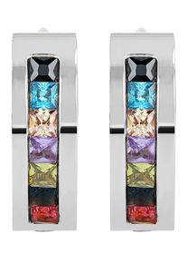 Adelia&acute;s Paar Creolen ADELIA&acute;S "Damen Ohrringe &iquest; Klappcreole aus Edelstahl mit Strass Steinchen", silber, Ohrringe, Damen, Edelstahl, Paar Creolen