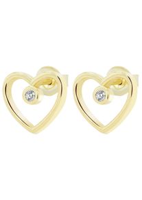 Adelia&acute;s Paar Ohrstecker ADELIA&acute;S "Damen Ohrringe &iquest; Ohrstecker Herz aus 925 Silber", gold, Ohrringe, Damen, Silber 925 (Sterlingsilber), Paar Ohrstecker