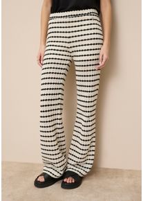Strickhose Tamaris, Damen, Gr. 40, N-Gr, schwarz, wei&szlig; gemustert, Strick, Obermaterial: 60% Polyester, 40% Baumwolle. Futter: 95% Viskose, 5% Elasthan, gestreift, figurumspielend bodenlang, Hosen Strickhose, luftige Hose mit trendigem Muster und l&auml;ssigem Schnitt