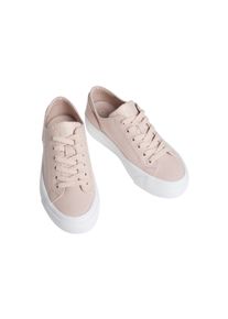 Plateausneaker Calvin Klein Jeans "VULC FLATFORM LOW CV MG", Damen, Gr. 35, rose, Textil, unifarben, Schuhe Plateausneaker, Schn&uuml;rschuh, Freizeitschuh, Halbschuh mit seitlichem Logo