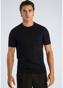 Kurzarmpullover LINDBERGH, Damen, Gr. L, dusty schwarz, Strick, Obermaterial: 70% Viskose, 30% Polyamid, unifarben, gerade h&uuml;ftbedeckend, Rundhals, B&uuml;ndchen, Pullover Kurzarmpullover, mit Struktur-Muster