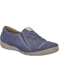Slipper Josef Seibel "Fergey 42", Damen, Gr. 39, blau, Leder, gebl&uuml;mt, Schuhe Slipper, Slip-On Sneaker, Halbschuh, Schlupfschuh mit Gummiz&uuml;gen, G-Weite
