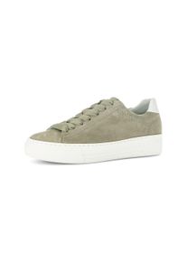 Plateausneaker Gabor, Damen, Gr. 36, schilf, creme, Kalbsleder, Ziegenveloursleder, Schuhe Plateausneaker, Freizeitschuh, Halbschuh, Schn&uuml;rschuh, Kontrastbesatz an der Ferse