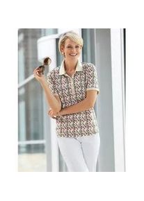 Poloshirt Classic Basics "Poloshirt", Damen, Gr. 44, pink (sand, fuchsia, bedruckt), 100% Baumwolle, gebl&uuml;mt, gemustert, mehrfarbig, Shirts