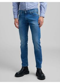 Straight-Jeans Replay "GROVER", Damen, Gr. 32, L&auml;nge 32, blau (blau c39), Denim/Jeans, Obermaterial: 94% Baumwolle, 4% Elastomultiester, 2% Elasthan, straight fit lang, Jeans Straight-Jeans, in vielen verschiedenen Waschungen, mit Stretch