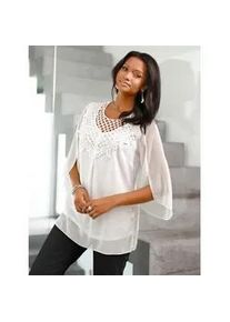 Spitzenbluse Lady, Damen, Gr. 42, beige (ecru), 100% Polyester, Spitze:100% Polyester, unifarben, Rundhals, Blusen Spitzenbluse