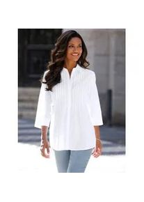 Longbluse Classic Basics, Damen, Gr. 42, wei&szlig;, 100% Baumwolle, unifarben, Blusen Longbluse