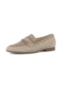 Slipper Gabor "FLORENZ", Damen, Gr. 36, beige, natur, Veloursleder, Schuhe Slipper, Blockabsatz, Schlupfschuh, Businessschuh mit Zierriegel, G-Weite