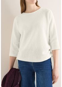 3/4 Arm-Pullover Cecil, Damen, Gr. L (42), raw sand beige, Strick, Obermaterial: 100% Baumwolle, unifarben, l&auml;ssig geschnitten h&uuml;ftbedeckend, U-Boot-Ausschnitt, Pullover 3/4 Arm-Pullover, mit seitlicher Raffung und Bindeb&auml;ndern