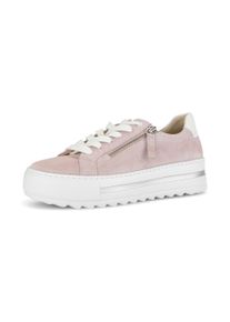 Plateausneaker Gabor "FLORENZ", Damen, Gr. 39, braun, Kalbsleder, Veloursleder, Schuhe Plateausneaker, Freizeitschuh, Halbschuh, Schn&uuml;rschuh mit Au&szlig;enrei&szlig;verschluss, G-Weite