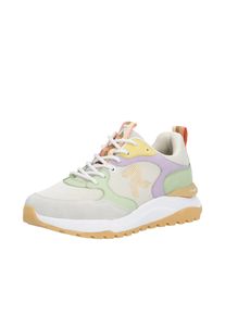 Keilsneaker RIEKER SPORT, Damen, Gr. 36, creme, pastell, Synthetik, Textil, Veloursleder, mehrfarbig, Schuhe Keilsneaker, Schn&uuml;rschuh, Freizeitsneaker, Halbschuh mit gepolstertem Schaftrand