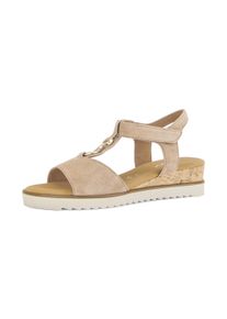 Keilsandalette Gabor "Genua", Damen, Gr. 44, sand, Ziegenveloursleder, Schuhe Keilsandalette, Sommerschuh, Komfortschuh in Weite G (=weit)
