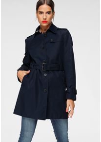 Langjacke Tommy Hilfiger "HERITAGE SINGLE BREASTED TRENCH", Damen, Gr. XXS (32), blau (midnight), Web, Obermaterial: 100% Baumwolle, unifarben, tailliert Po-bedeckend, 2-Naht-&Auml;rmel gerader Abschluss, Jacken Langjacke, mit den typischen Trenchcoat-Details
