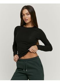 Langarmshirt Tally Weijl "STSCOBELGI", Damen, Gr. S, schwarz, Jersey, Obermaterial: 100% Baumwolle, unifarben, figurbetont normal, Rundhals, Shirts Langarmshirt, Baumwollmischung, Basic Longsleeve mit Rundhals-Ausschnitt