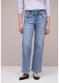 High-waist-Jeans Street One "Style Emee", Damen, Gr. 25, L&auml;nge 26, light blau wash, Denim/Jeans, Obermaterial: 63% Baumwolle, 25% Polyester, 10% Viskose, 2% Elasthan, unifarben, loose fit lang, Jeans High-waist-Jeans, mit weitem Bein und Viskose mit Stretch