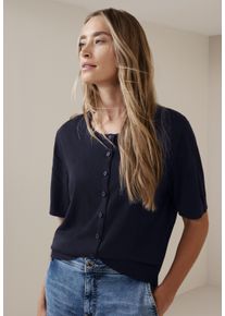 Cardigan Street One, Damen, Gr. 42, shadowed navy, Strick, Obermaterial: 60% Viskose, 40% Baumwolle, unifarben, normal h&uuml;ftbedeckend, Rundhals, B&uuml;ndchen, Strickjacken Cardigan, Kurzarm-Cardigan mit Rundhals