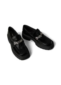 Loafer Calvin Klein Jeans "CHUNKY LOAFER HDW LTH", Damen, Gr. 36, schwarz, Lackleder, Antik-Look, unifarben, Schuhe Loafer, Slipper, Schlupfschuh, Business-Halbschuh mit Zierkette