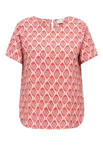 Shirtbluse Only CARMAKOMA "CARVICA SS TOP WVN NOOS", Damen, Gr. 50, equestrian rot aop:warm tiles, Web, Obermaterial: 97% Polyester, 3% Elasthan, bedruckt, regular fit normal, Rundhals, Blusen Shirtbluse, Materialmix, regular fit