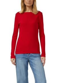 Langarmshirt s.Oliver, Damen, Gr. 44, salsa rot, Rippware, Obermaterial: 95% Baumwolle, 5% Elasthan, unifarben, slim fit h&uuml;ftbedeckend, U-Boot-Ausschnitt, Shirts Langarmshirt, gerippt, mit U-Boot-Ausschnitt