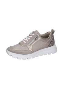 Waldl&auml;ufer Plateausneaker WALDL&Auml;UFER "H-AJALA", Damen, Gr. 4,5 (37,5), gold (beige, goldfarben), Nappaleder, Nubukleder, Textil, Veloursleder, kontrastfarbene Details, Schuhe Plateausneaker, Halbschuh, Schn&uuml;rschuh, Freizeitschuh mit Kontrastbes&auml;tzen, Weite H