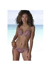 Push-Up-Bikini-Top Lascana "Holly", Damen, Gr. 40, Cup C, rot (bordeaux bedruckt), Recycling-Polyamid, bedruckt, Bikini-Oberteile, mit Knotendetail