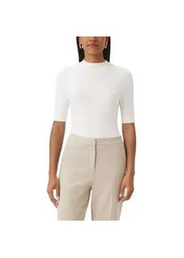 Strickpullover comma, Damen, Gr. 42, beige (ecru), Feinstrick, Obermaterial: 81% Viskose, 17% Polyamid, 2% Elasthan, k&ouml;rpernah normal, Rundhals, Pullover Strickpullover, mit Turtleneck, halbarm