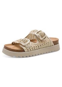 Pantolette Tamaris, Damen, Gr. 42, creme, Bast, Lederimitat, unifarben, Schuhe Pantolette, Sommerschuh, Schlupfschuh in veganer Verarbeitung
