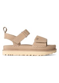 UGG Australia Riemchensandale UGG "W GOLDENSTAR", Damen, Gr. 12 (43), beige (sand), Veloursleder, unifarben, Schuhe Riemchensandale, Plateausandale, Sandalette mit zwei Klettverschl&uuml;ssen