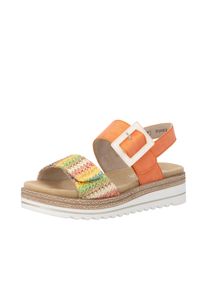 Plateausandale Remonte, Damen, Gr. 43, orange multicolor, Lederimitat, Textil, Flechtoptik, Schuhe Plateausandale, Sandalette, Sommerschuh, Keilabsatz, mit Lite&acute;n Soft-Ausstattung