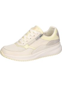 Waldl&auml;ufer Sneaker WALDL&Auml;UFER "H-MARA", Damen, Gr. 7,5 (41), sanftes wei&szlig;, hellgelb, Leder, Lederimitat, Textil, Schuhe Sneaker, Halbschuh, Freizeitsneaker, Schn&uuml;rer mit Rei&szlig;verschluss, H-Weite