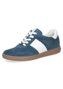 Plateausneaker Caprice, Damen, Gr. 42, blau, wei&szlig;, Leder, Veloursleder, Schuhe Plateausneaker, Freizeitschuh, Halbschuh, Schn&uuml;rschuh mit Kontrastbesatz